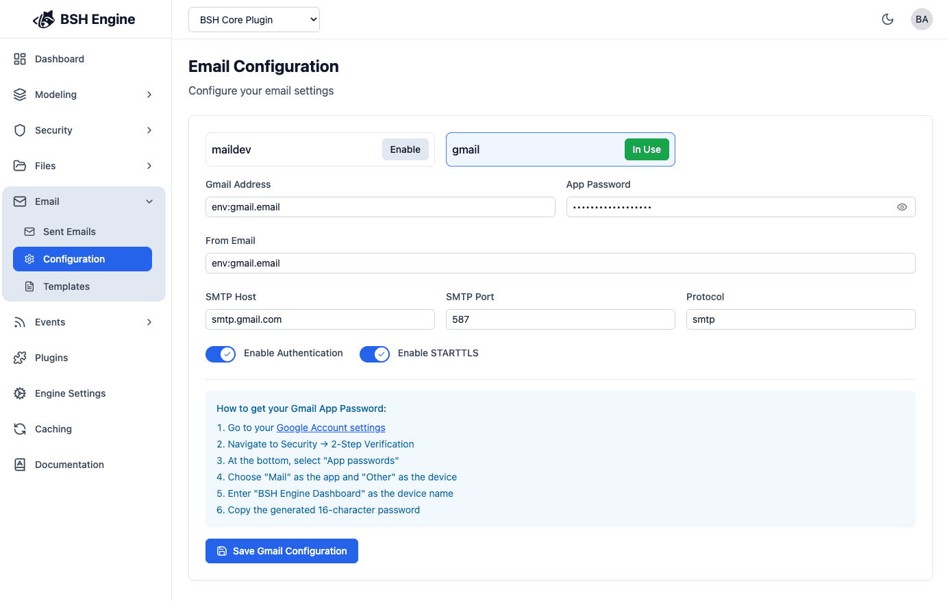 Configure Emails