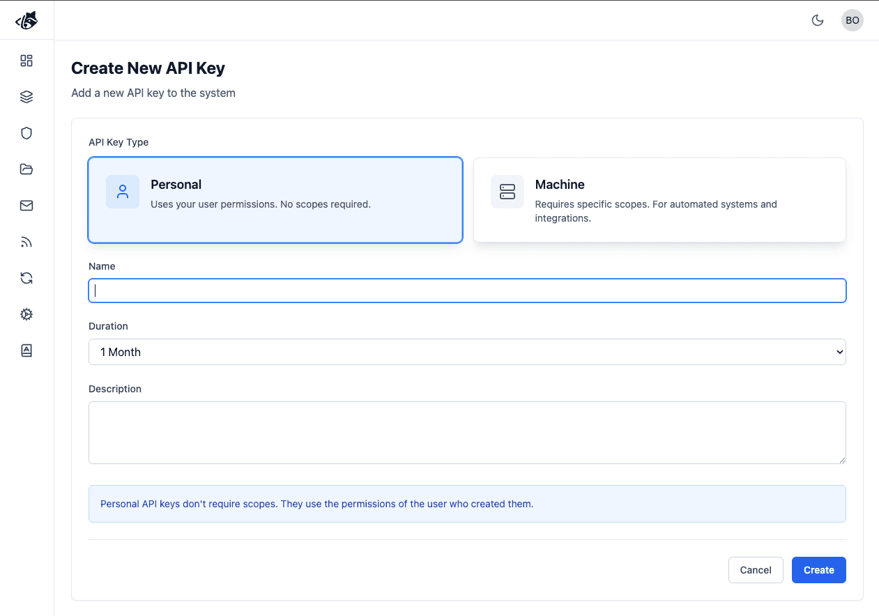 Create API Key